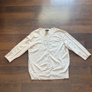 Audrey & Grace Button Down Cardigan Cream 0X